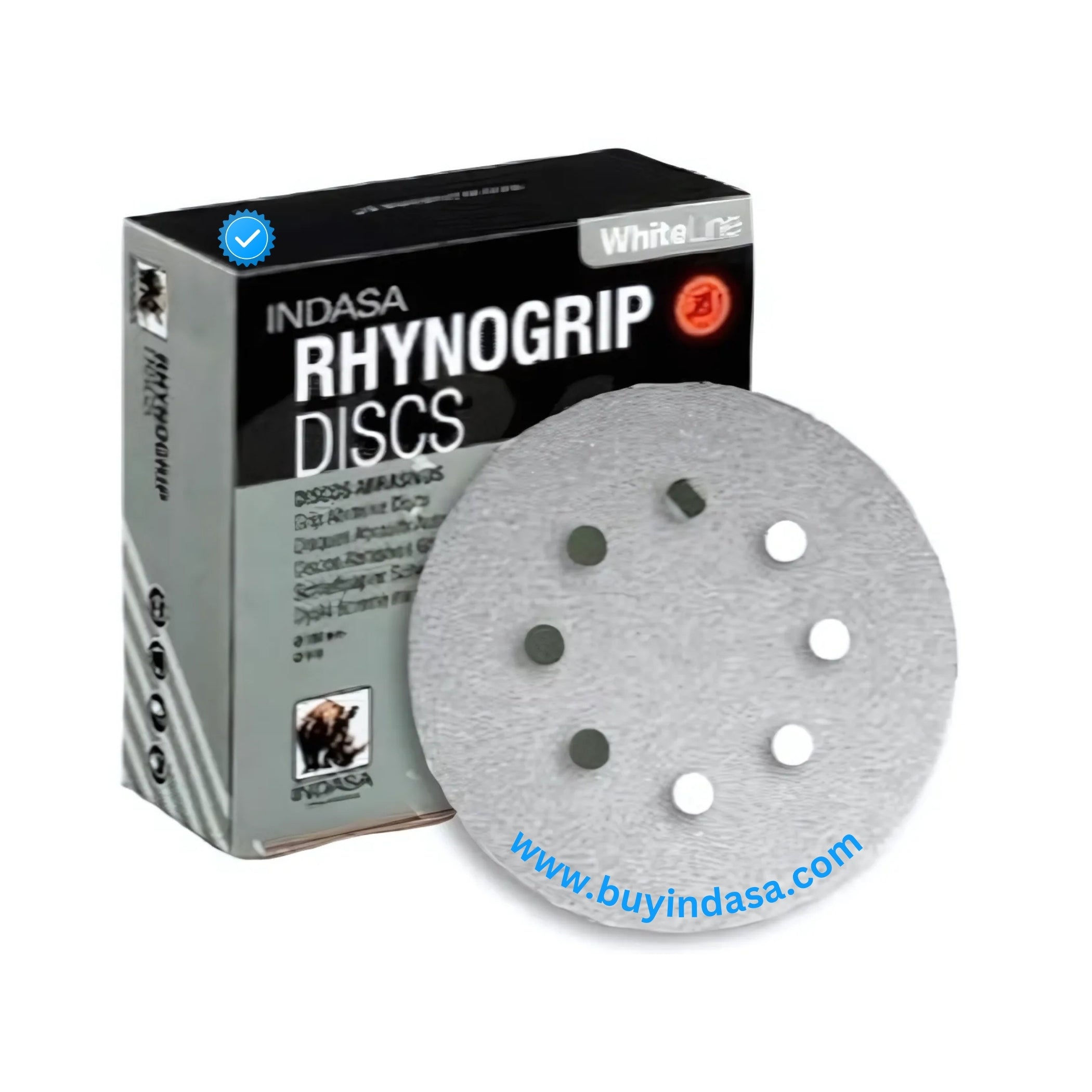 Buy Indasa 5" Rhynogrip Whiteline 8-Hole Vacumm Sanding Discs, 55 Series
