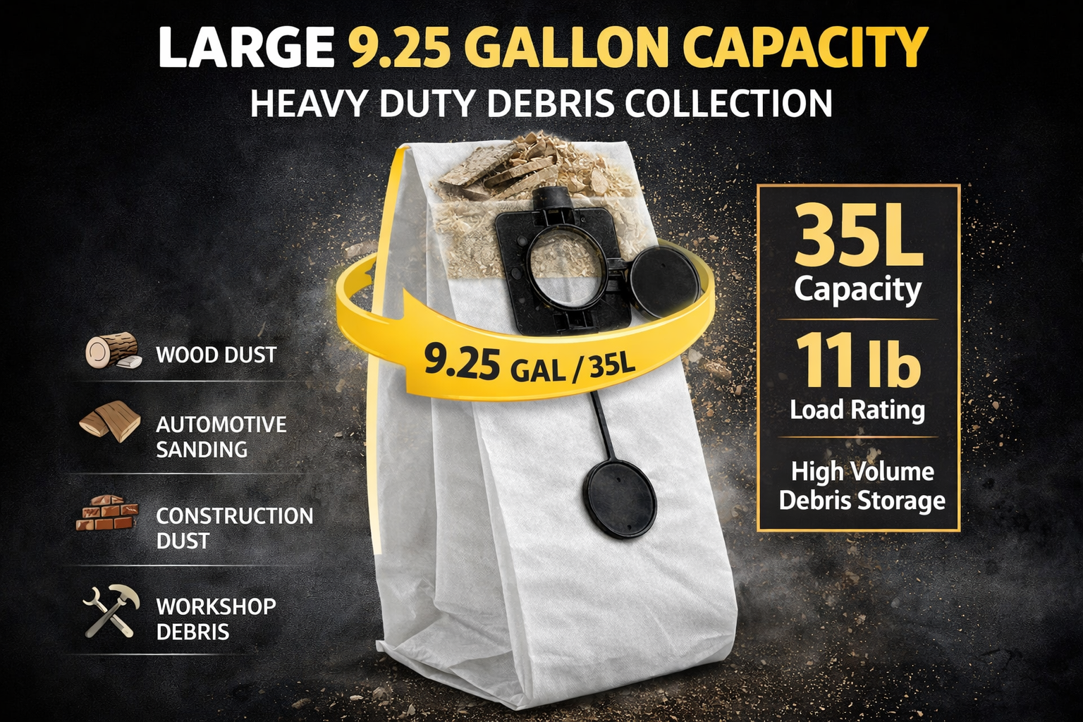 Indasa LPE45 Fleece Dust Bags (558799) – 5 Pack Replacement Vacuum Bags for Indasa E-Series Dust Extractor, 9.25 Gallon / 35L Capacity, Heavy Duty Fleece Filter Bags, Made in Germany