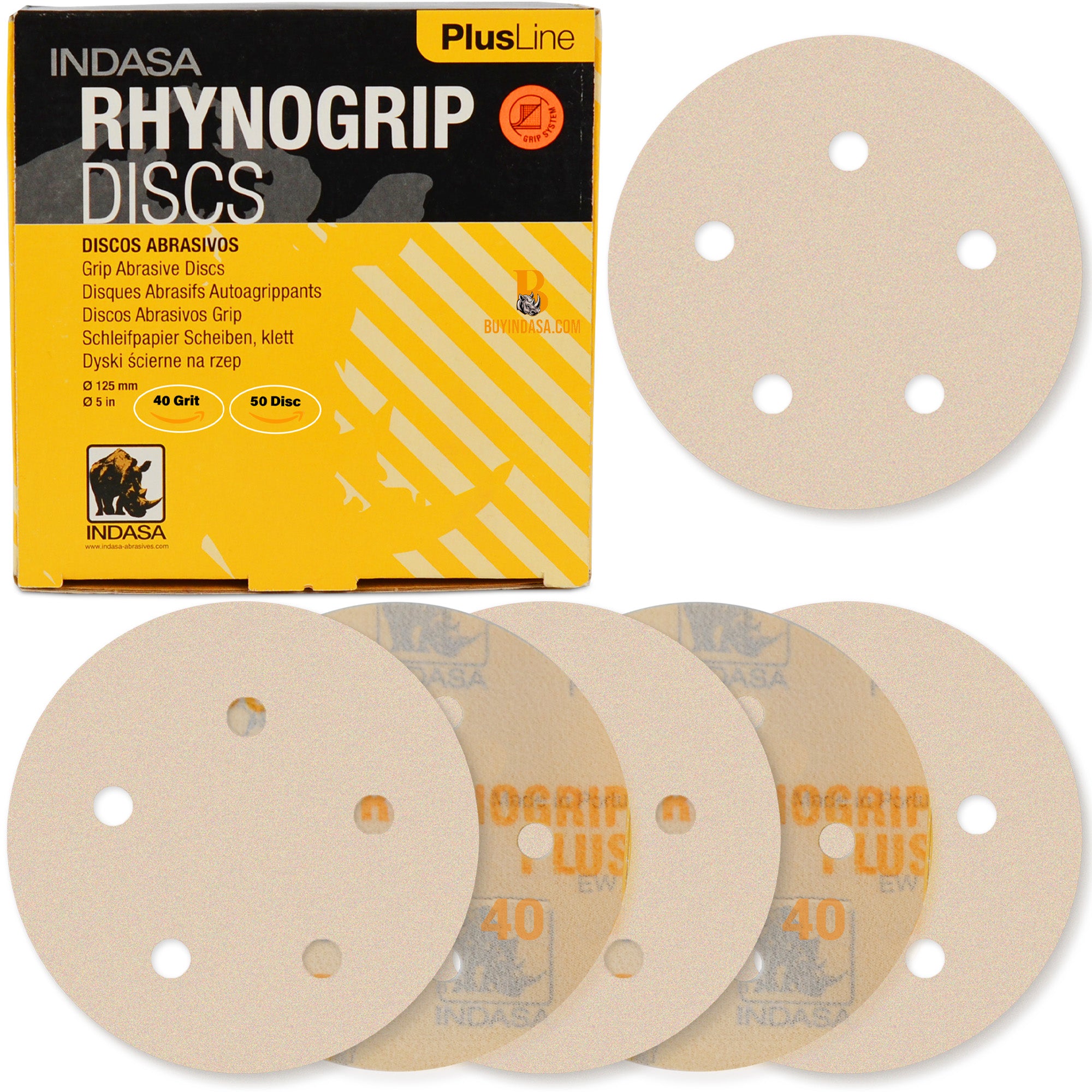Buy Indasa Rhynogrip PlusLine 5" 5 holes Vacumm Sanding Discs, 1054 Series