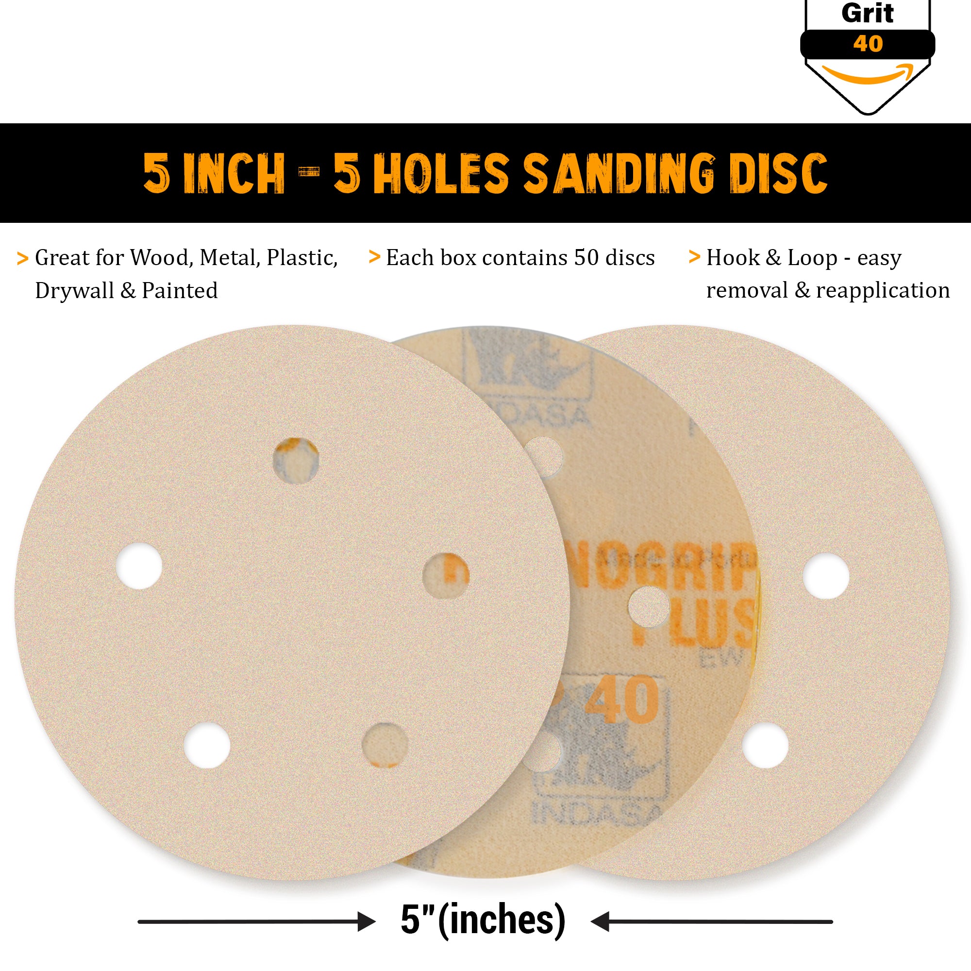 Buy Indasa Rhynogrip PlusLine 5" 5 holes Vacumm Sanding Discs, 1054 Series