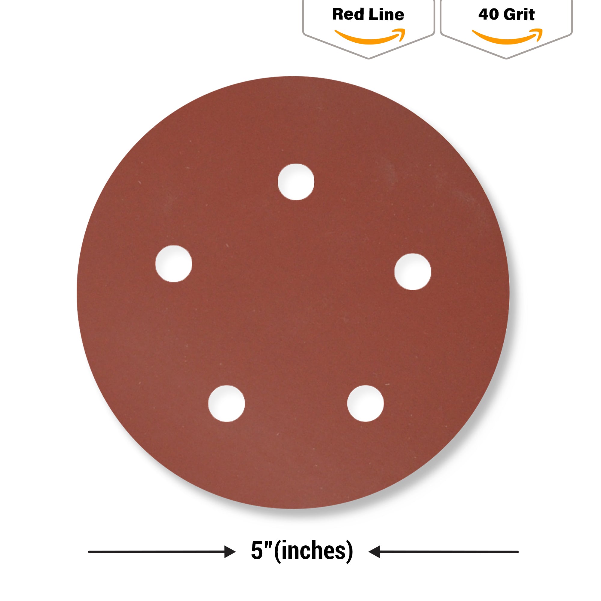 Buy Indasa 5" Rhynogrip Red Line 5-Hole Vacuum Sanding Discs, 520 Series