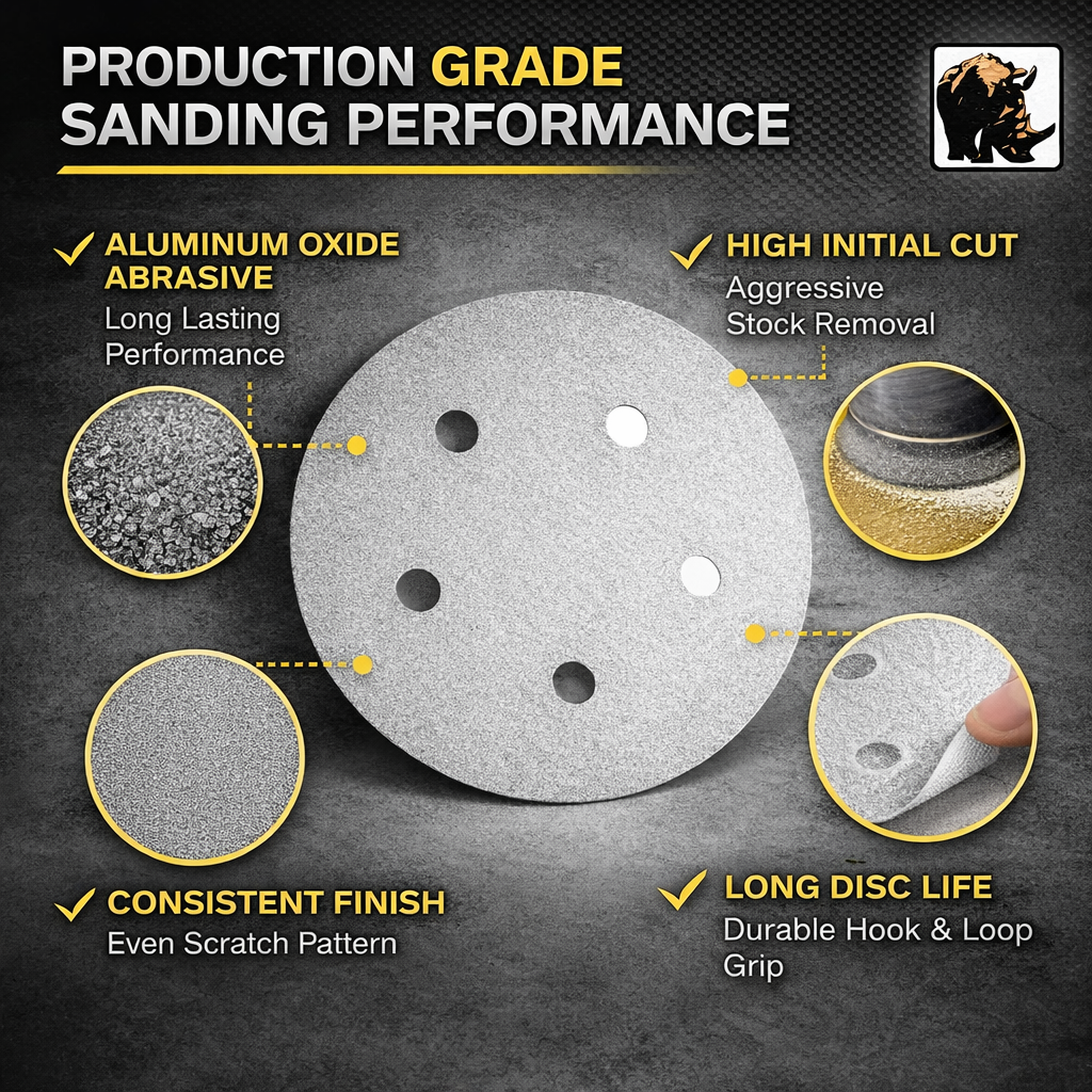 Buy Indasa Whiteline Rhynogrip 5" 5-Hole Vacuum Sanding Discs, 54 Series