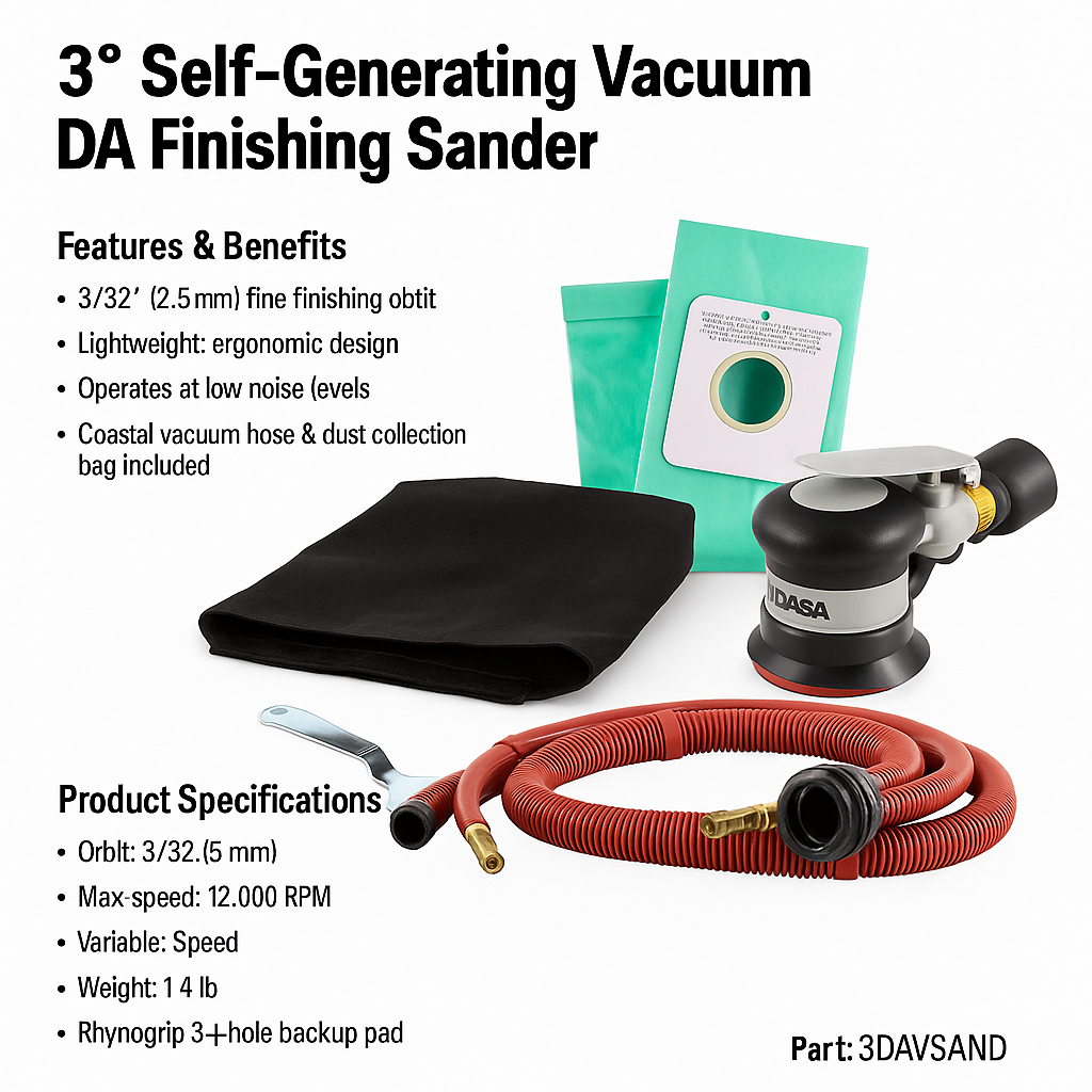 Buy Indasa 3" Self-Generating Vacuum DA Sander, 3/32" Orbit, 3DAVSAND