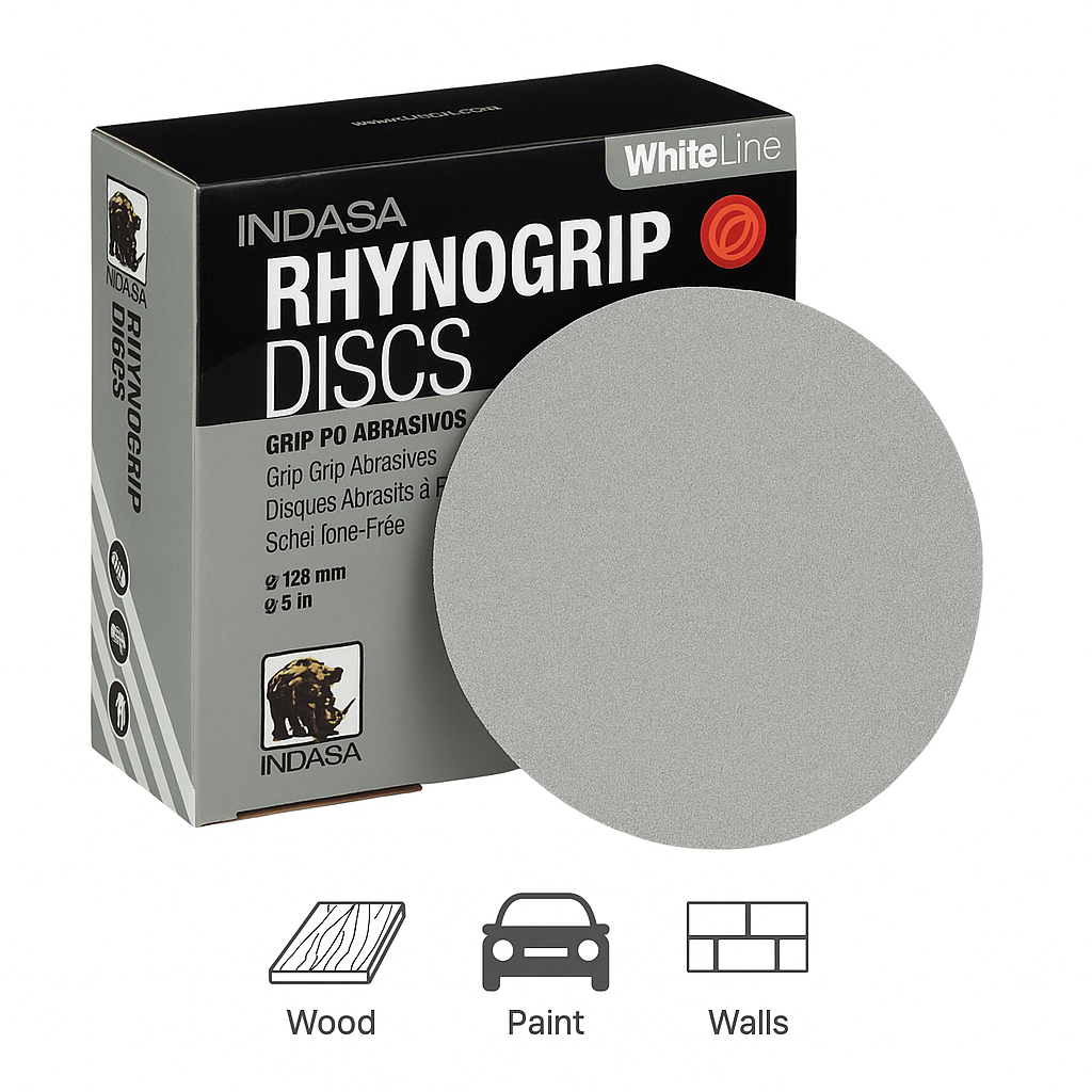 Buy Indasa 5" Rhynogrip Whiteline Solid Sanding Discs (Hook & Loop), 52 Series