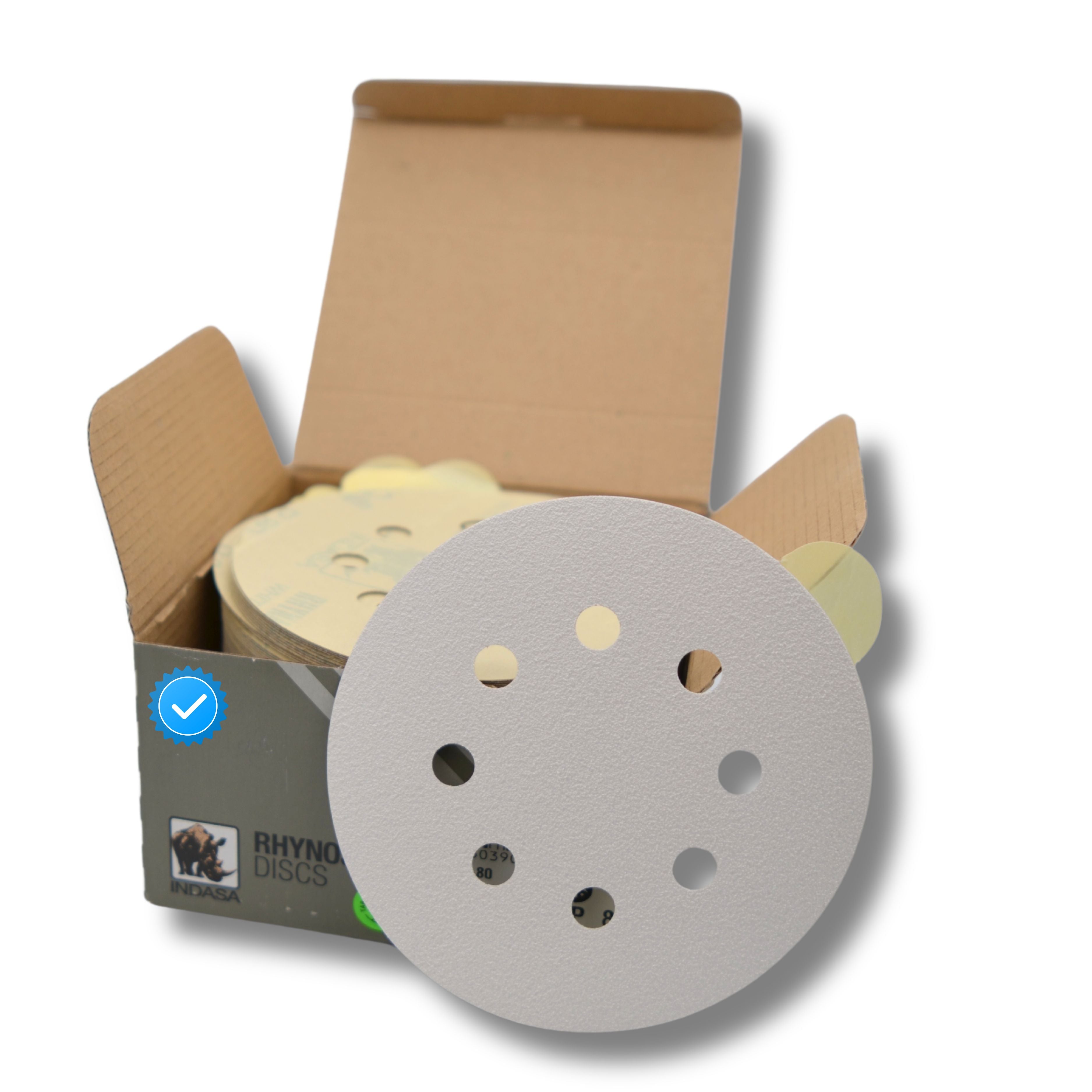 Buy Indasa 5" 8-Hole WhiteLine Rhynostick PSA Sanding Discs, 56 Series