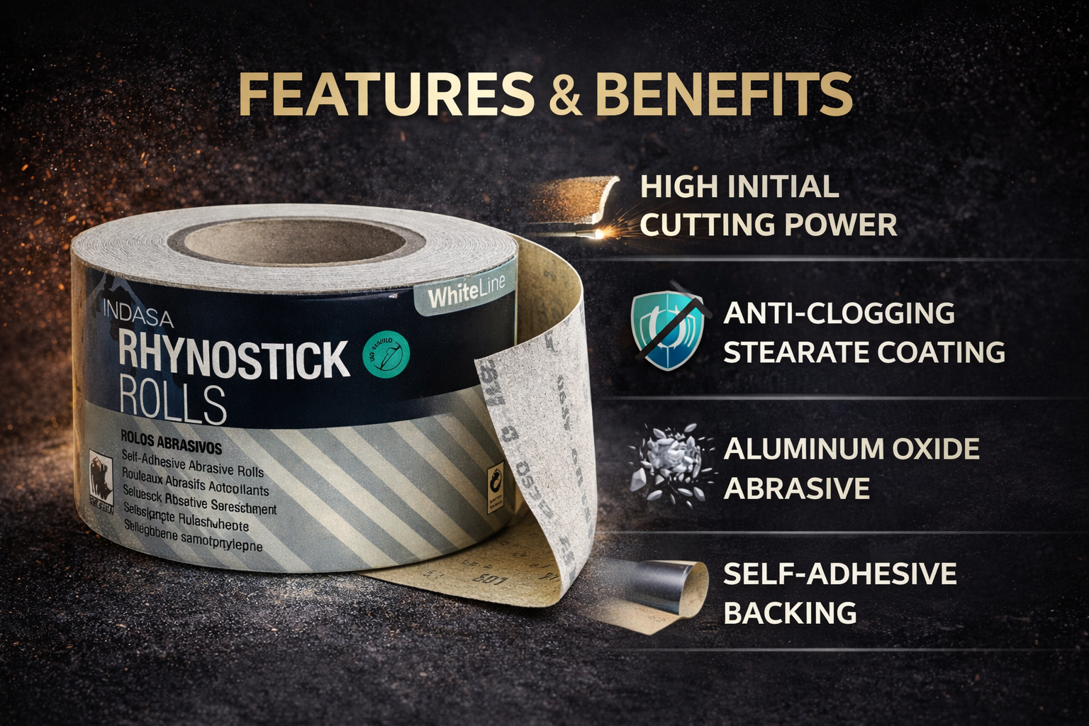 Buy Indasa 2.75" Rhynostick Whiteline PSA Sanding Rolls, 96 Series