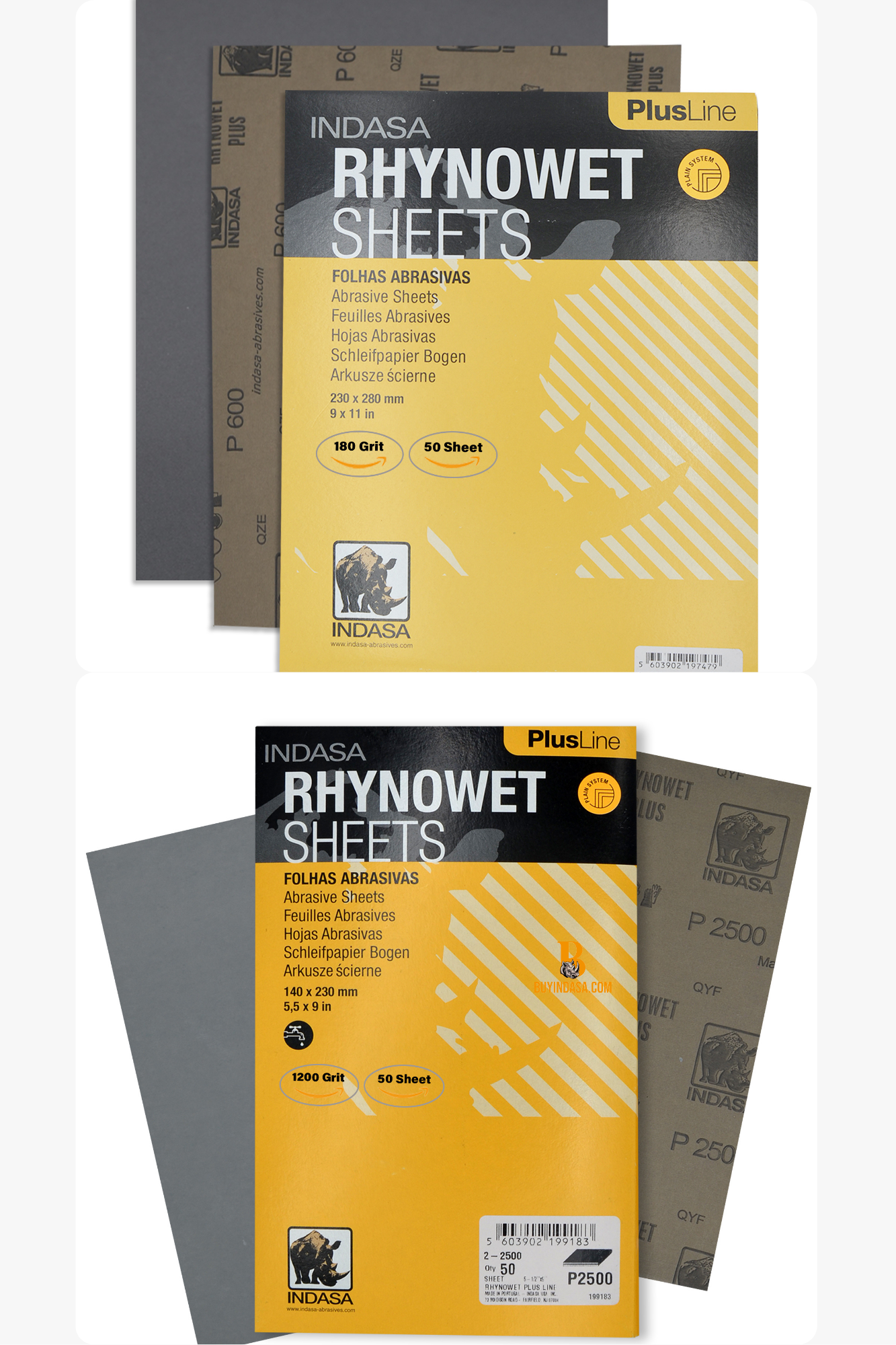 Buy Indasa PlusLine Rhynowet Wet and Dry Sanding Sheets, 1 & 2 Series