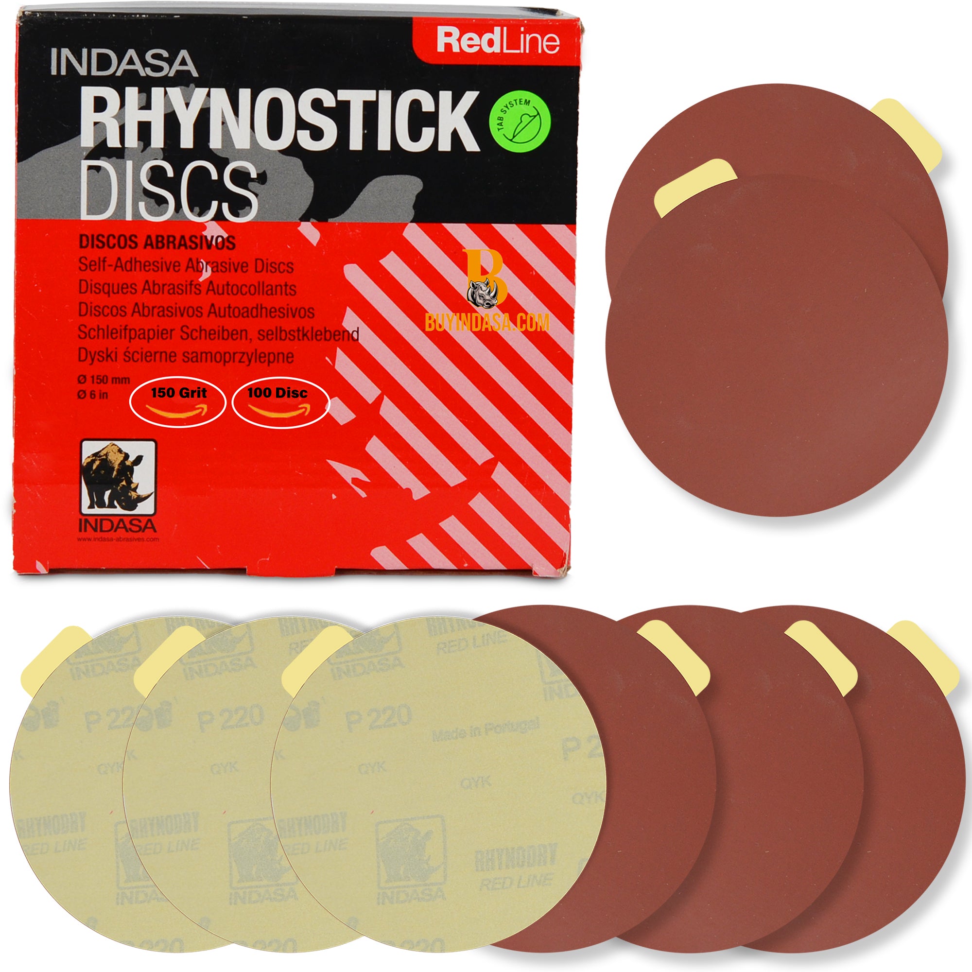 Buy Indasa 6" Rhynostick Red Line Solid Sanding Discs (600 Series)