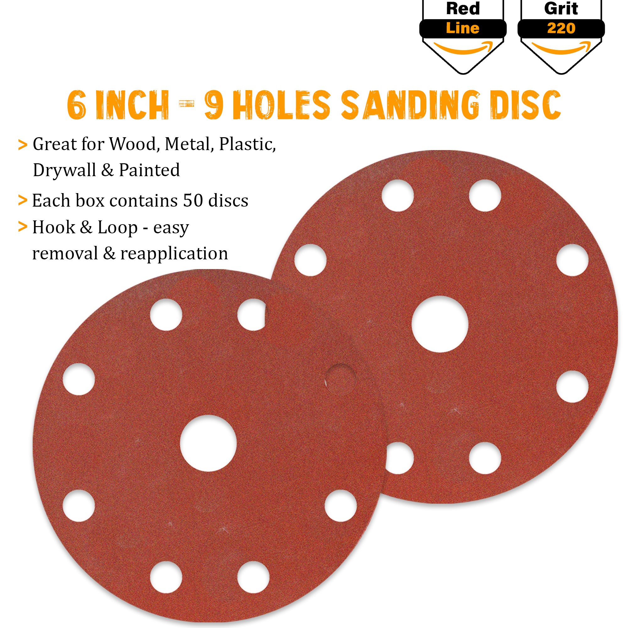 Buy Indasa Rhynogrip RedLine 6" - 9-Hole Vacuum Sanding Discs, 690 Series