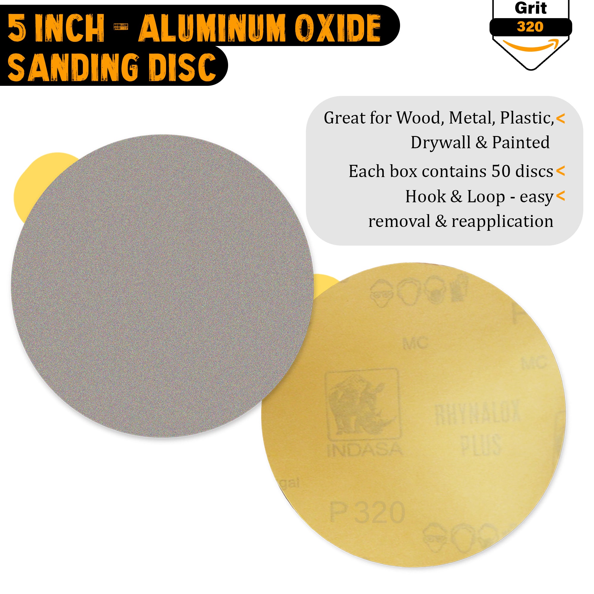 Buy Indasa 5" Plus Line Rhynostick PSA Solid Sanding Discs, (1050 Series)