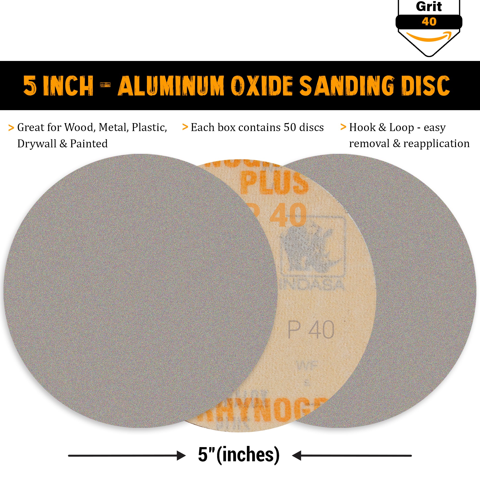 Buy Indasa Rhynogrip PlusLine 5" Solid Sanding Discs, 1052 Series