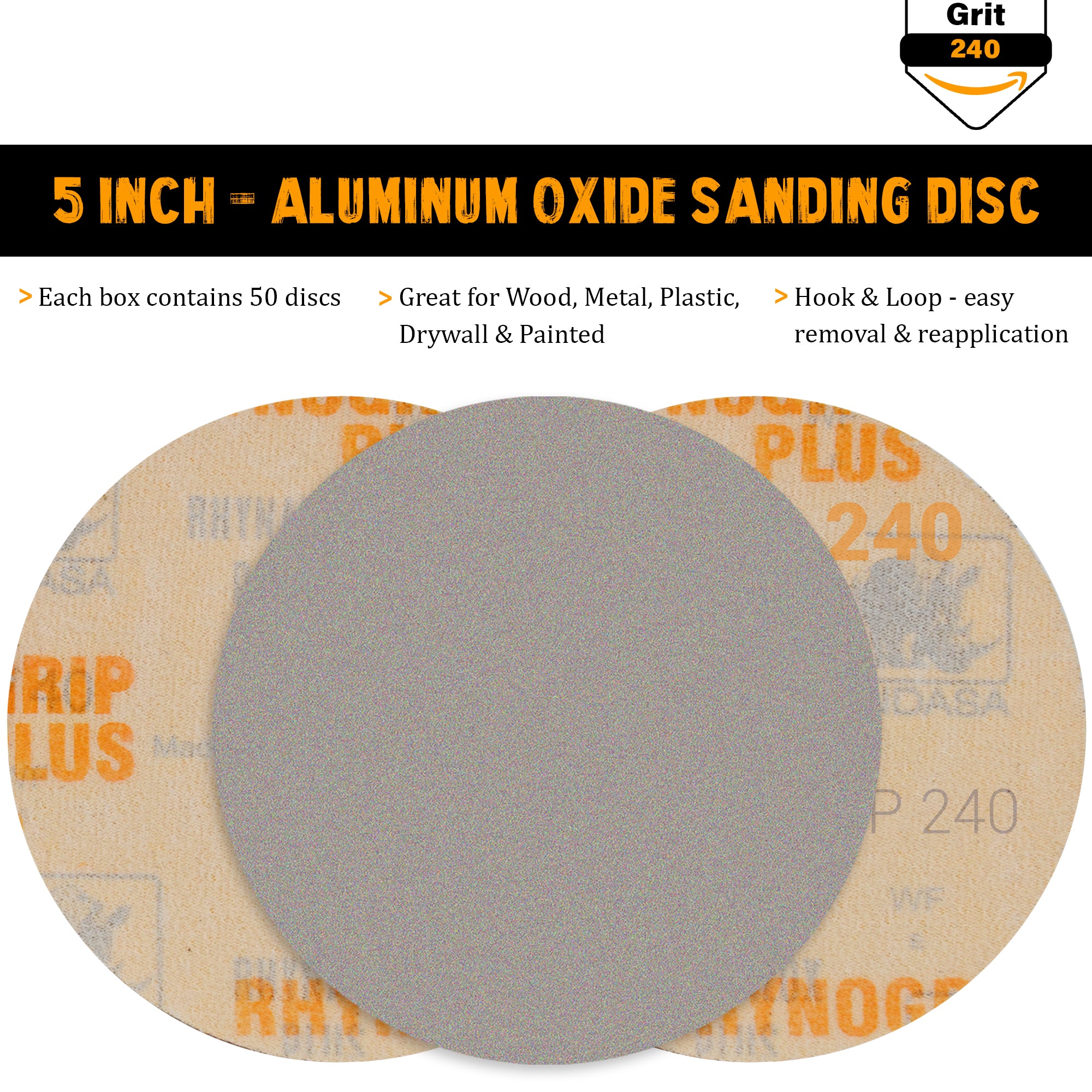 Buy Indasa Rhynogrip PlusLine 5" Solid Sanding Discs, 1052 Series
