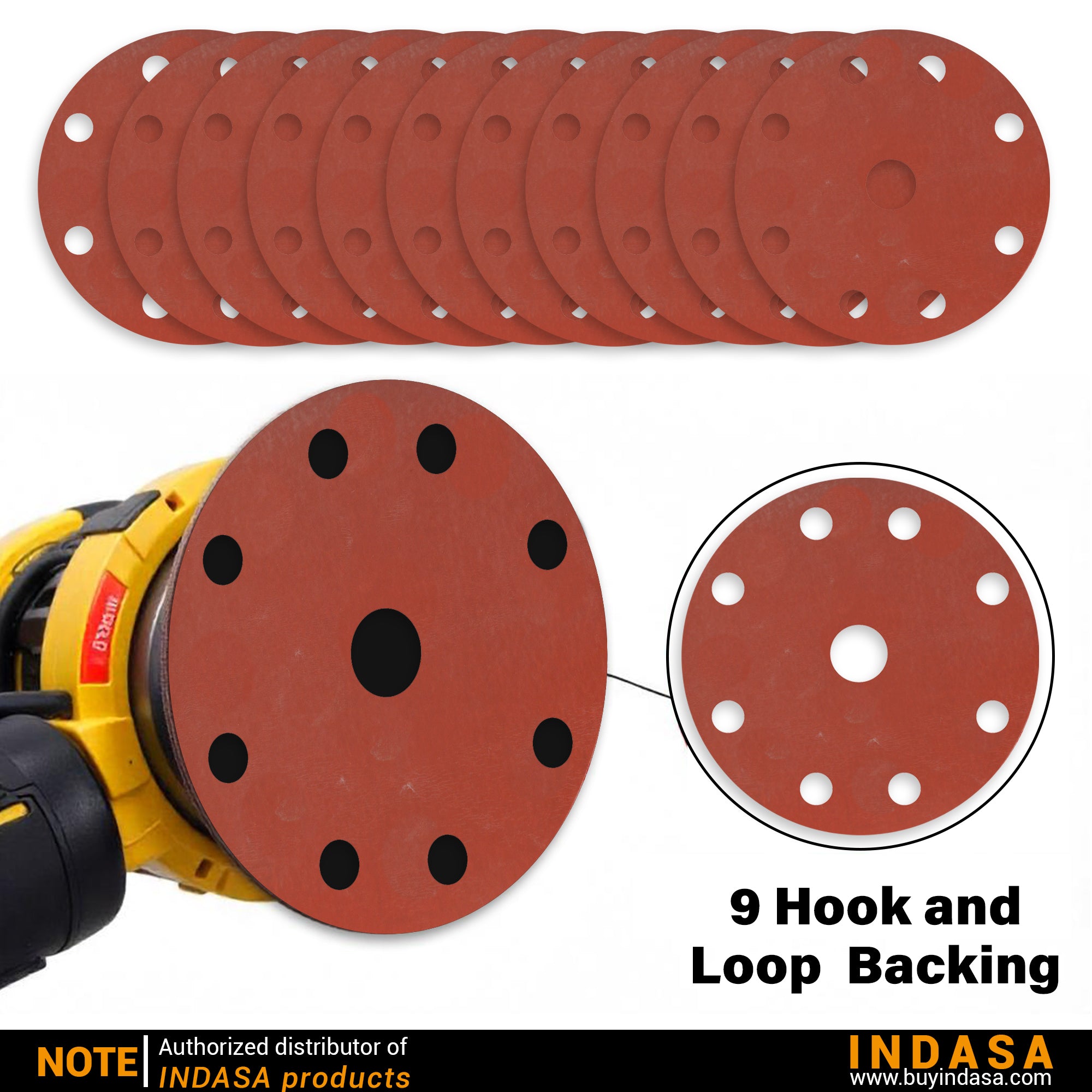 Buy Indasa Rhynogrip RedLine 6" - 9-Hole Vacuum Sanding Discs, 690 Series