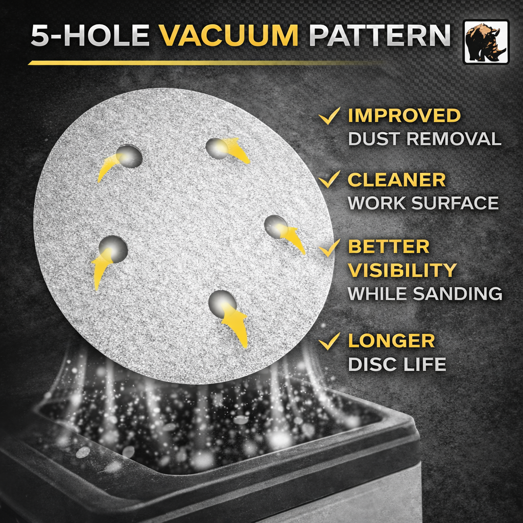 Buy Indasa Whiteline Rhynogrip 5" 5-Hole Vacuum Sanding Discs, 54 Series