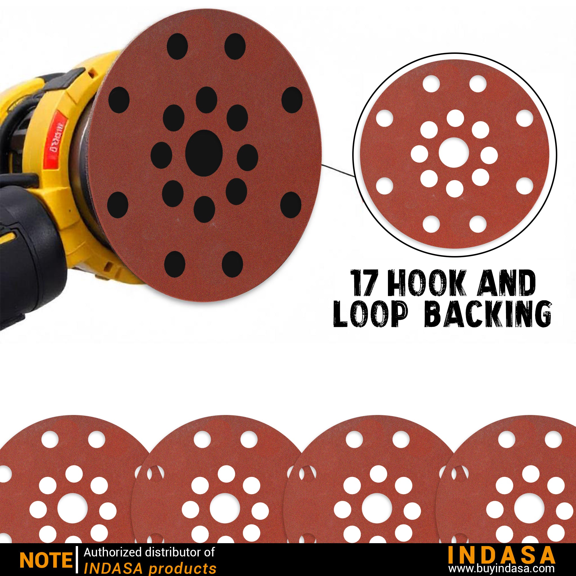 Buy Indasa Rhynogrip RedLine 6" 17-Hole Vacuum Sanding Discs (690-17 Series), Compatible with 17 Hole Sanding Machines