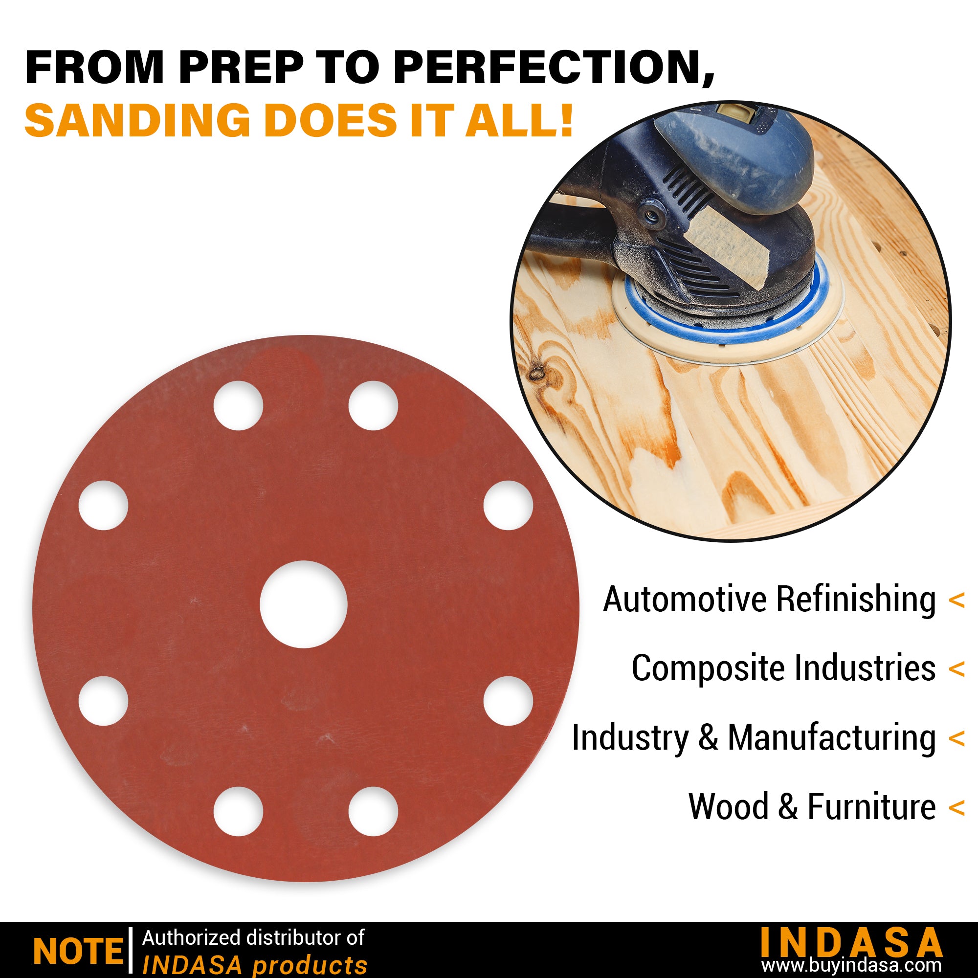 Buy Indasa Rhynogrip RedLine 6" - 9-Hole Vacuum Sanding Discs, 690 Series