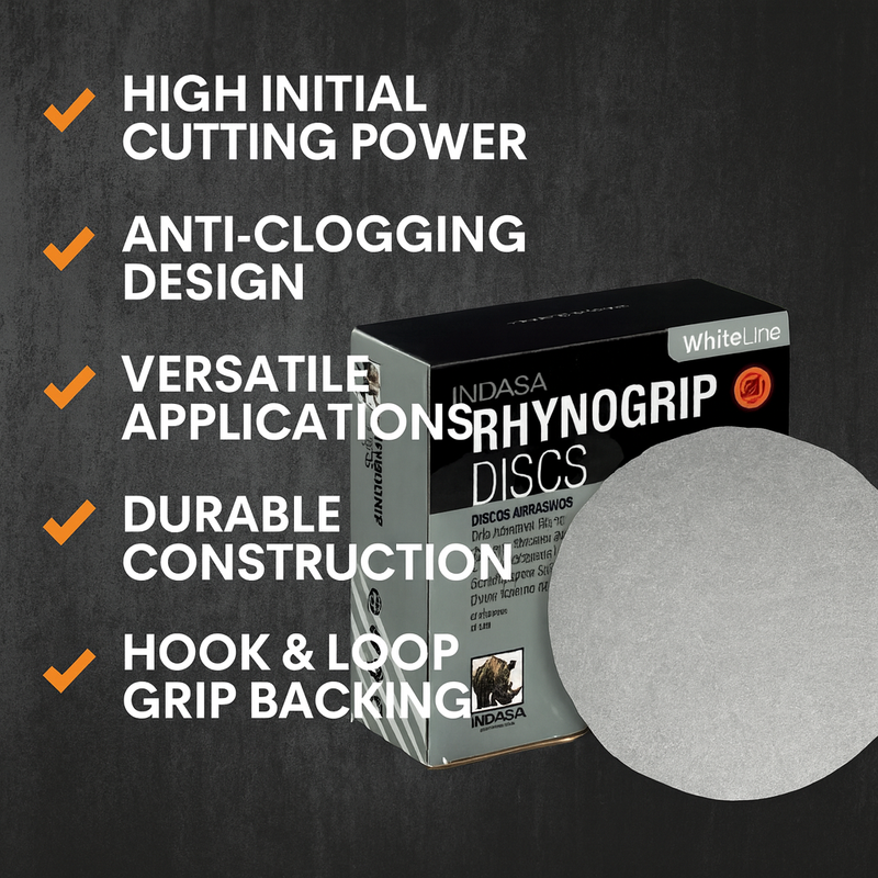 Buy Indasa 5" Rhynogrip Whiteline Solid Sanding Discs (Hook & Loop), 52 Series