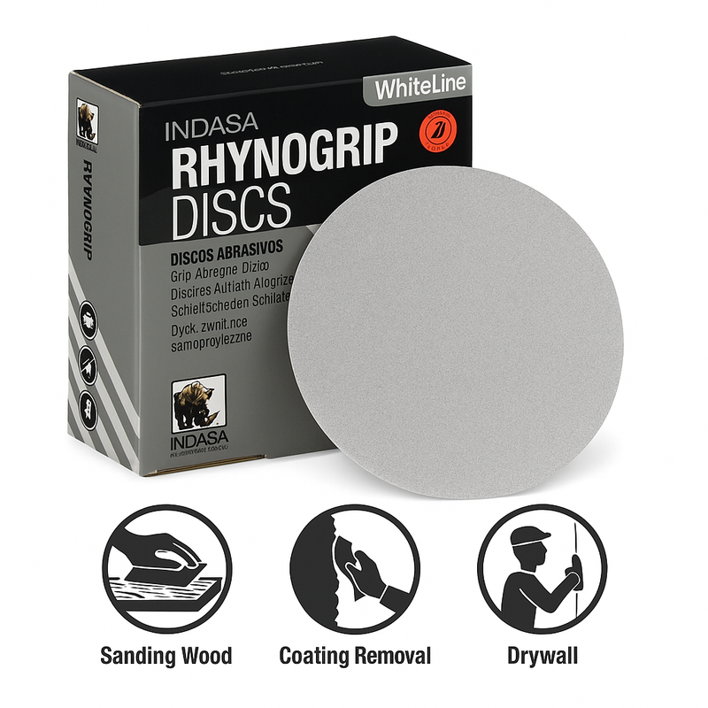 Buy Indasa 5" Rhynogrip Whiteline Solid Sanding Discs (Hook & Loop), 52 Series