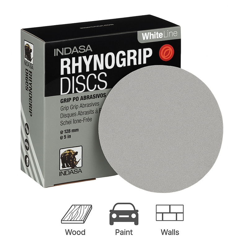 Buy Indasa 5" Rhynogrip Whiteline Solid Sanding Discs (Hook & Loop), 52 Series