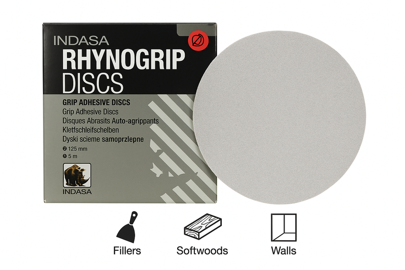 Buy Indasa 5" Rhynogrip Whiteline Solid Sanding Discs (Hook & Loop), 52 Series