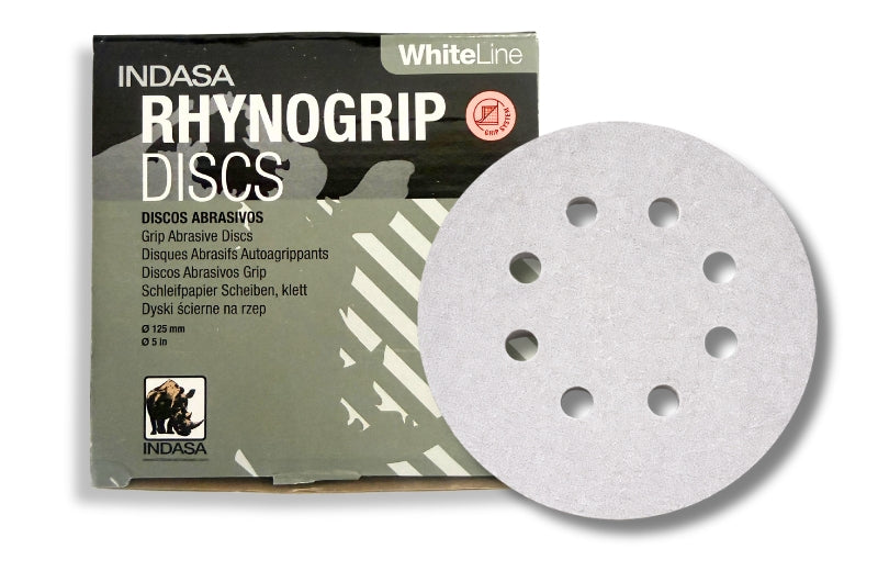 Buy Indasa 5" Rhynogrip Whiteline 8-Hole Vacumm Sanding Discs, 55 Series