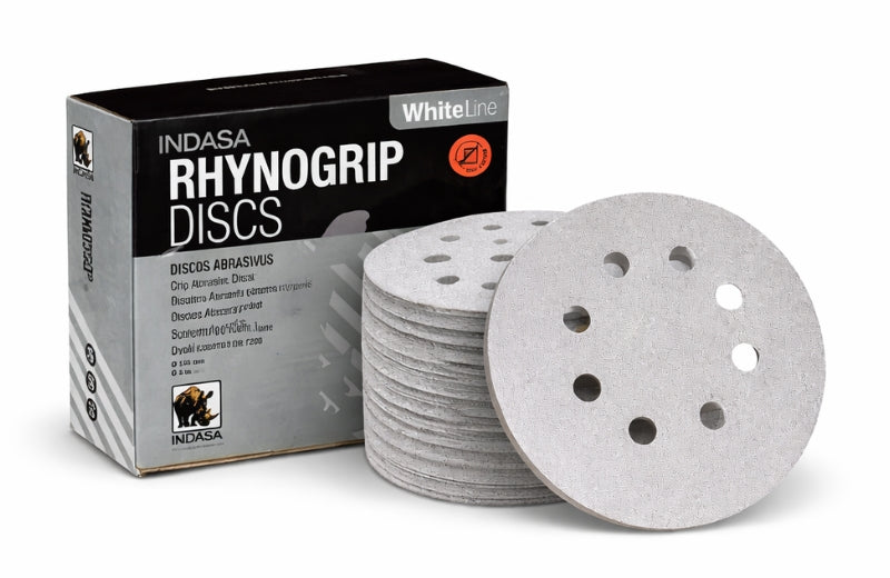 Buy Indasa 5" Rhynogrip Whiteline 8-Hole Vacumm Sanding Discs, 55 Series