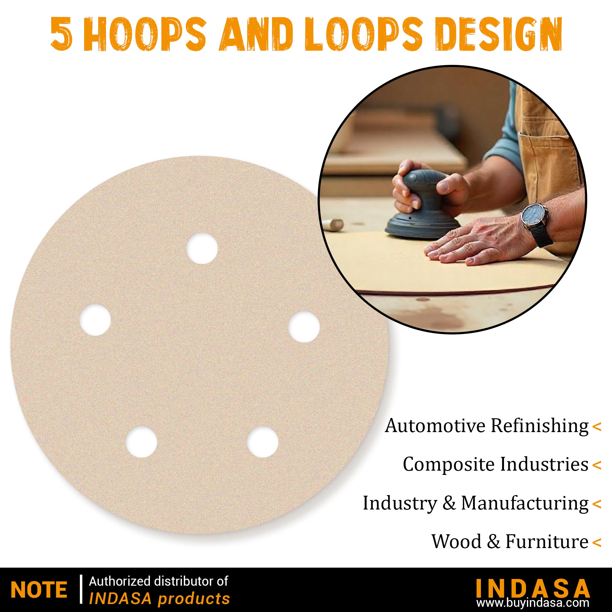 Buy Indasa Rhynogrip PlusLine 5" 5 holes Vacumm Sanding Discs, 1054 Series