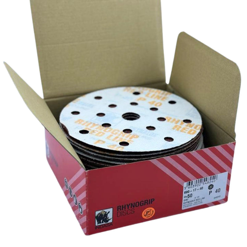 Buy Indasa Rhynogrip RedLine 6" 17-Hole Vacuum Sanding Discs (690-17 Series), Fits Festool ETS and Rotex Sanding Machines