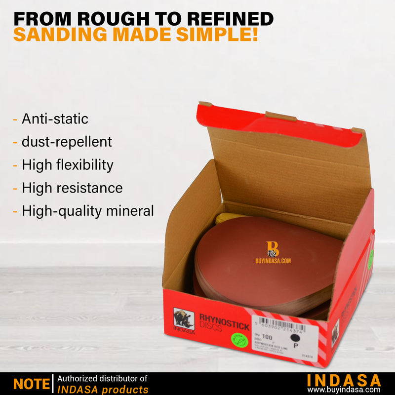 Buy Indasa 5" Rhynostick Redline PSA Solid Sanding Disc, 500 Series
