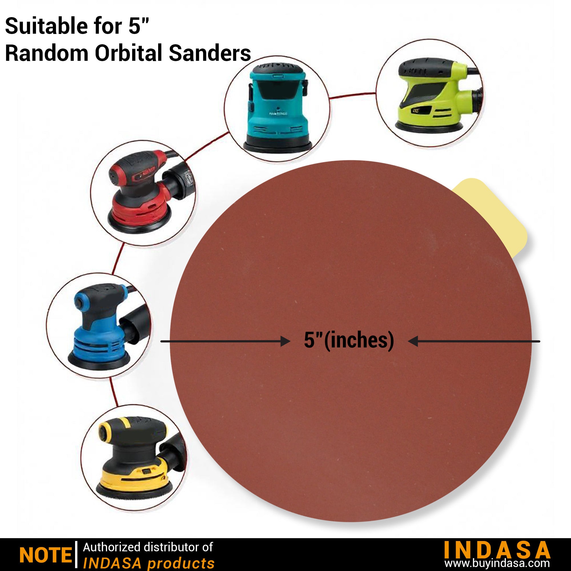 Buy Indasa 5" Rhynostick Redline PSA Solid Sanding Disc, 500 Series