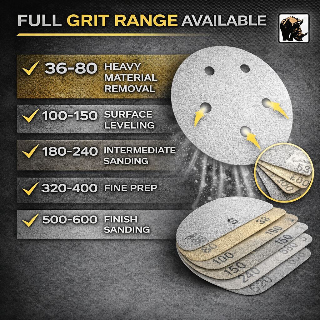 Buy Indasa Whiteline Rhynogrip 5" 5-Hole Vacuum Sanding Discs, 54 Series