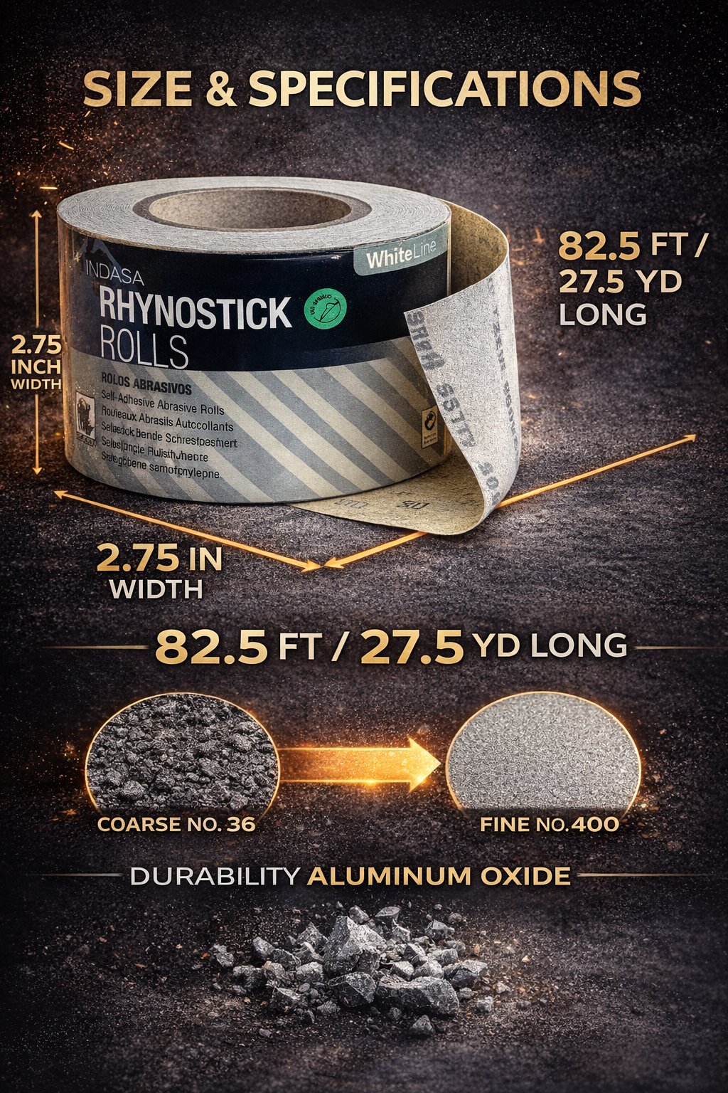 Buy Indasa 2.75" Rhynostick Whiteline PSA Sanding Rolls, 96 Series