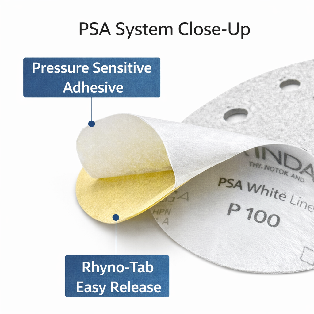Indasa WhiteLine 5-Inch 8-Hole Rhynostick PSA Vacuum Sanding Discs – 56 Series (40–400 Grit)