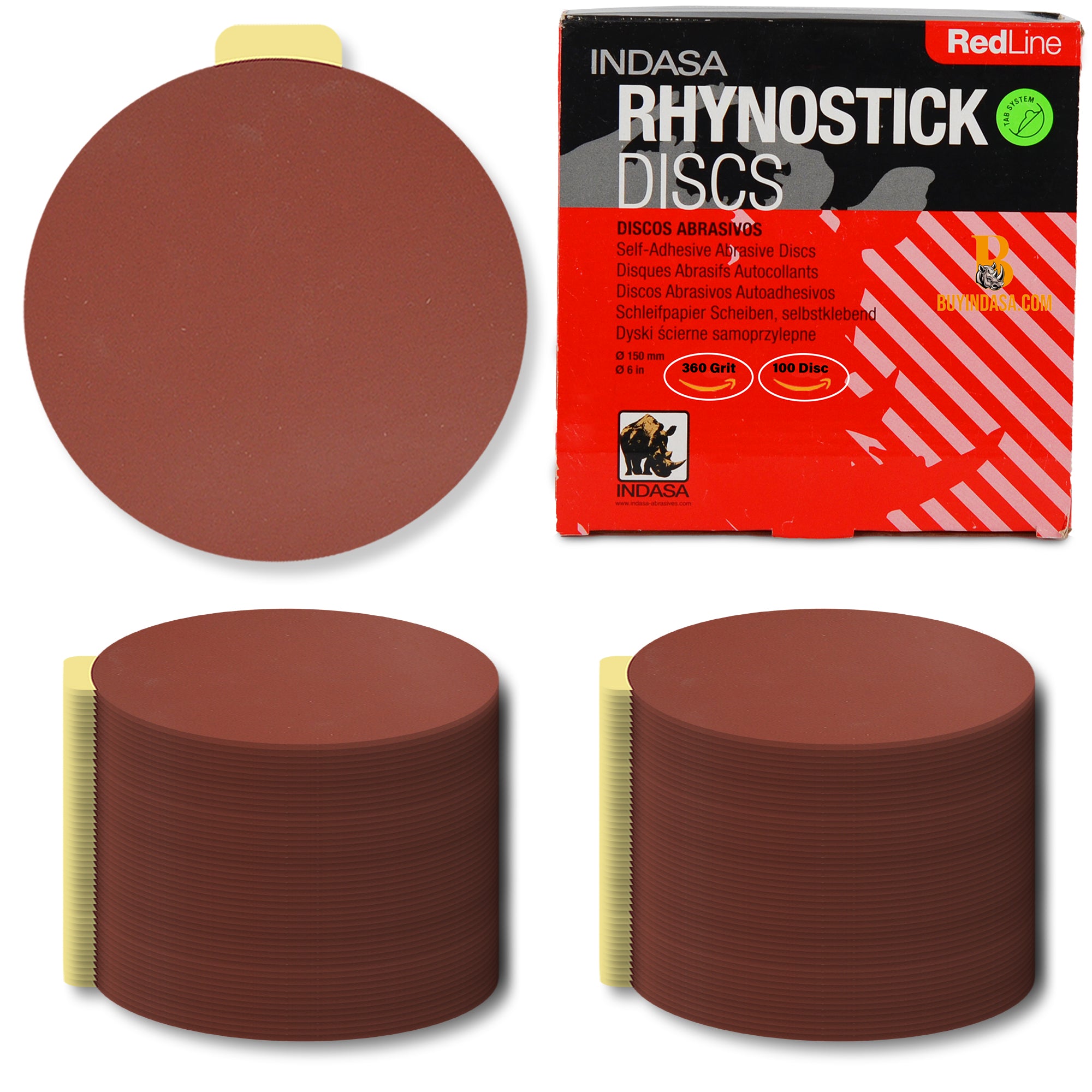 Buy Indasa 6" Rhynostick Red Line Solid Sanding Discs (600 Series)