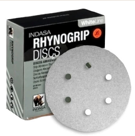 Buy Indasa 6" Rhynogrip White Line 6-Hole Vacuum Sanding Discs, 62 Series